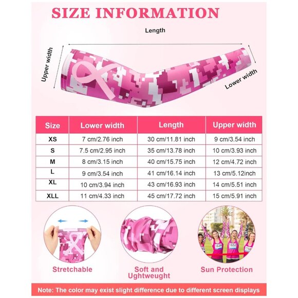 Breast Cancer Awareness Sleeves Pink Ribbon Arm Sleeves - Picture 7 of 9